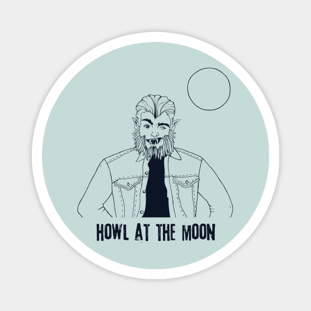 Howl At Thea Moon Magnet by brightpaperwerewolves